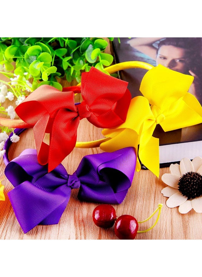 SIQUK 12 Pieces Headbands With Ribbon Bow For Girls Hair Bow Boutique Grosgrain Headbands 12 Colors  - Image 5