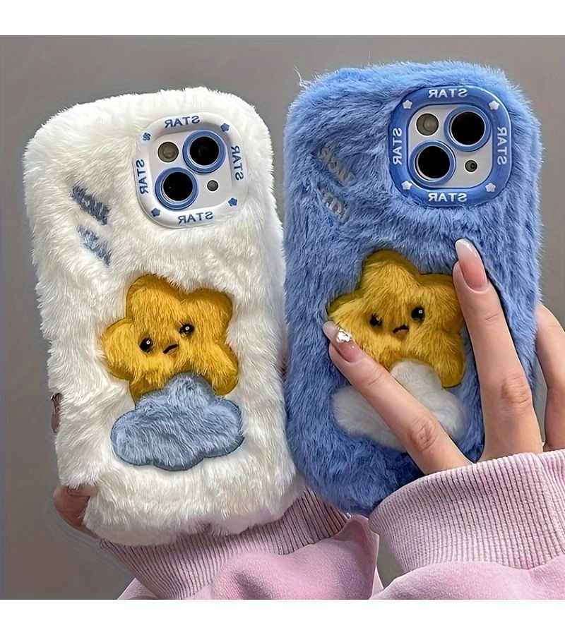 White Fluffy Plush Phone Case for iPhone 17 Pro Max Fall Winter Drop Proof - Image 1