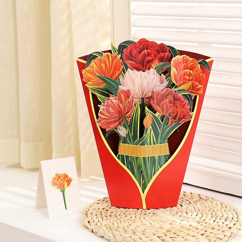 Mother'S Day Greeting Card Creative 3D Greeting Card Paper Holding Flowers Teacher'S Day Thank You Blessing Gift - Image 4