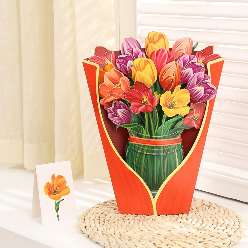 Mother'S Day Greeting Card Creative 3D Greeting Card Paper Holding Flowers Teacher'S Day Thank You Blessing Gift - Image 5
