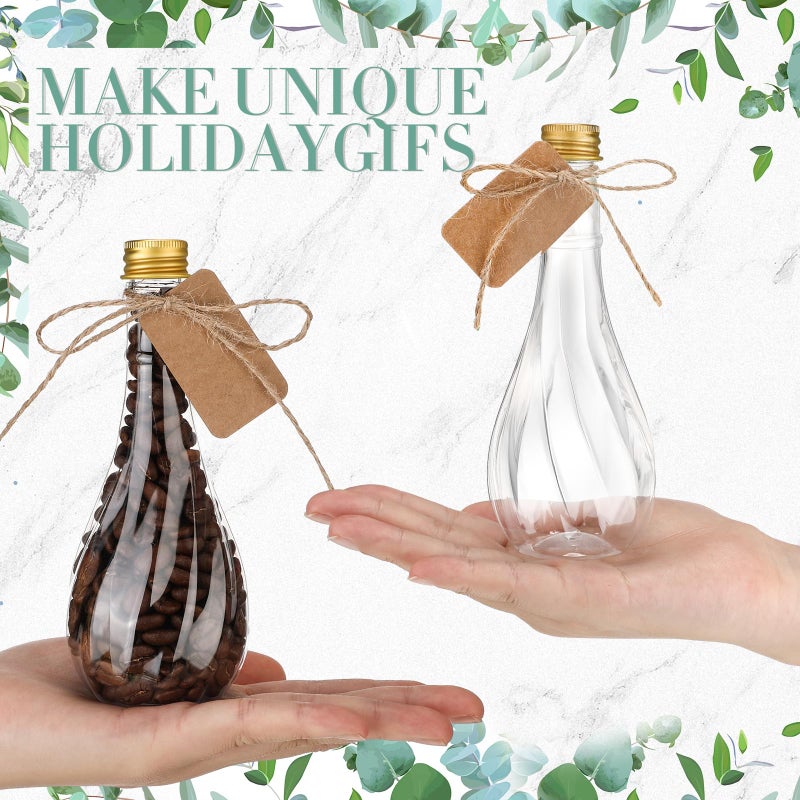Lounsweer 30 Pack 5 Oz Plastic Potion Bottles With Caps Clear Sand Art Bottles With Twine And Tags Souvenir Jars Bulk Wish Candy Jar For Craft Wedding Party Supplies (Gold Aluminum Cap) - Image 3