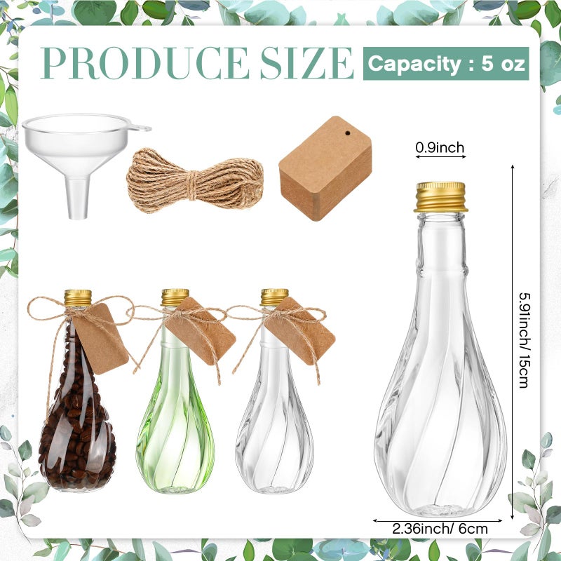 Lounsweer 30 Pack 5 Oz Plastic Potion Bottles With Caps Clear Sand Art Bottles With Twine And Tags Souvenir Jars Bulk Wish Candy Jar For Craft Wedding Party Supplies (Gold Aluminum Cap) - Image 2