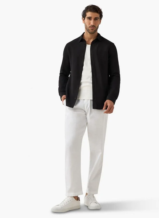 Splash FAV Regular Fit Collared Linen Blend Shirt