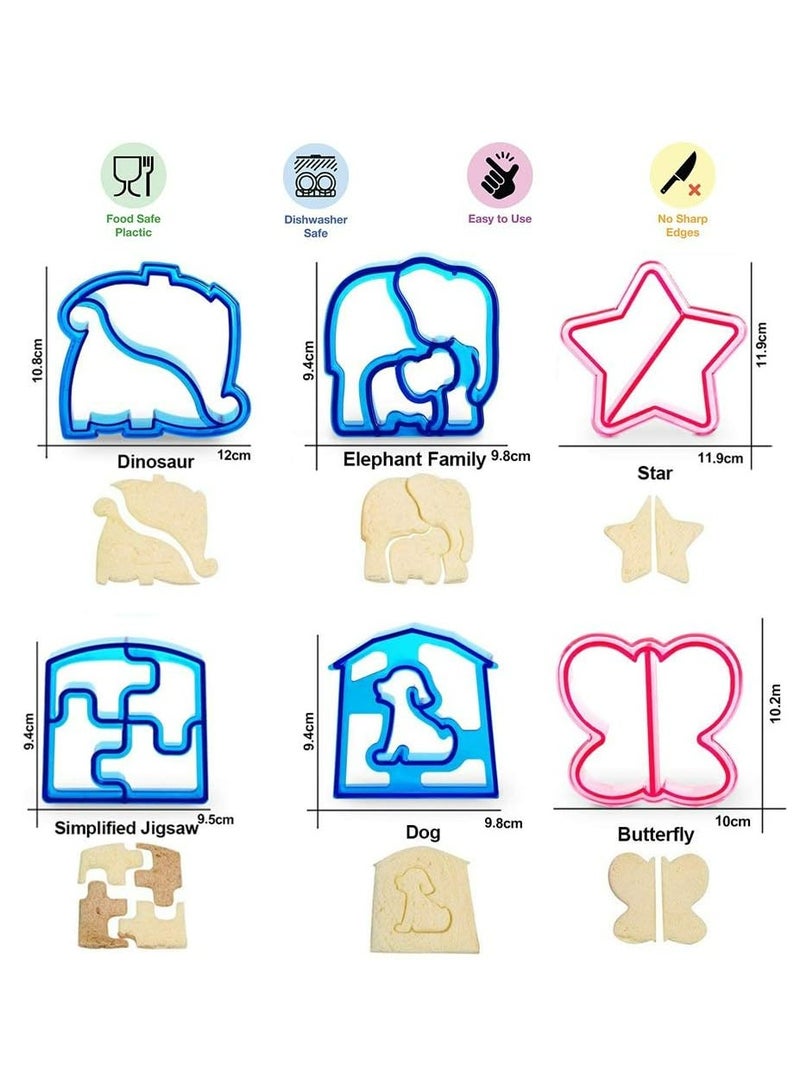 Loquat 6 Pack Sandwich Cutters Bread Sandwich Cutter DIY Sandwich Cookie Slicer Maker Kit for Kids - Image 2