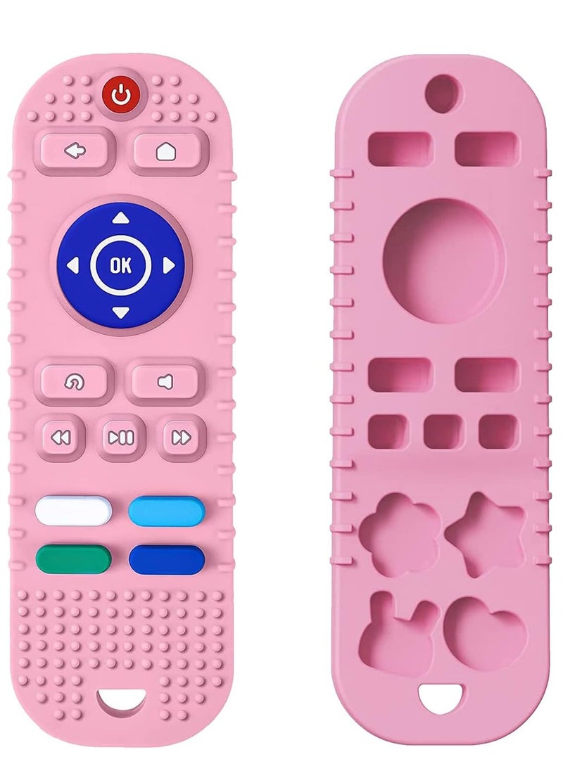 Generic - Tekme Remote Control Teether for 6-12 Months Babies, Helps Develop Bite Skills, Color and Shape Recognition, Teething Toys for Infants (Pink) - Image 1