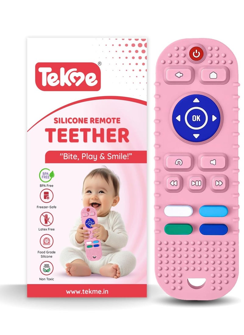 Generic - Tekme Remote Control Teether for 6-12 Months Babies, Helps Develop Bite Skills, Color and Shape Recognition, Teething Toys for Infants (Pink) - Image 1