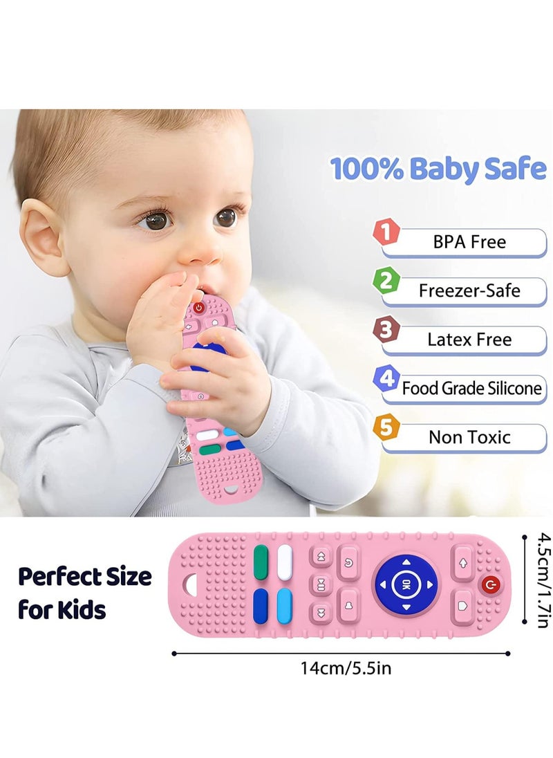 Generic - Tekme Remote Control Teether for 6-12 Months Babies, Helps Develop Bite Skills, Color and Shape Recognition, Teething Toys for Infants (Pink) - Image 1