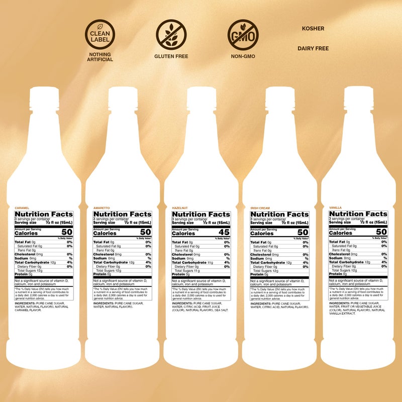 Monin - Gourmet Flavorings Premium Coffee Collection, Great for Coffee, Tea, and Lattes, Non-GMO, Gluten-Free (Caramel, Amaretto, French Hazelnut, Irish Cream, Vanilla) | 50 ml Per Bottle - Image 2