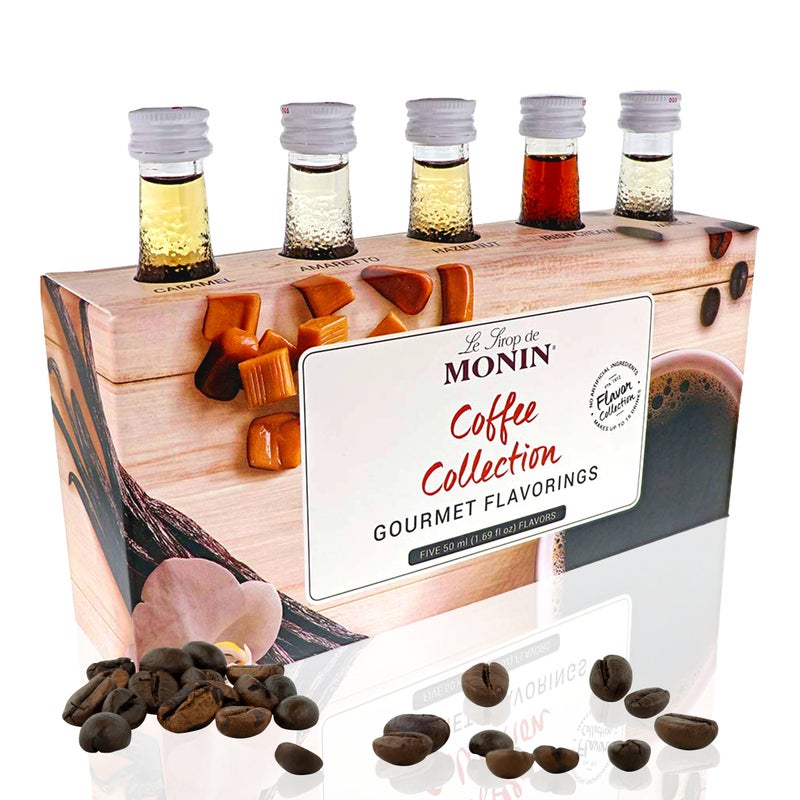 Monin - Gourmet Flavorings Premium Coffee Collection, Great for Coffee, Tea, and Lattes, Non-GMO, Gluten-Free (Caramel, Amaretto, French Hazelnut, Irish Cream, Vanilla) | 50 ml Per Bottle - Image 1