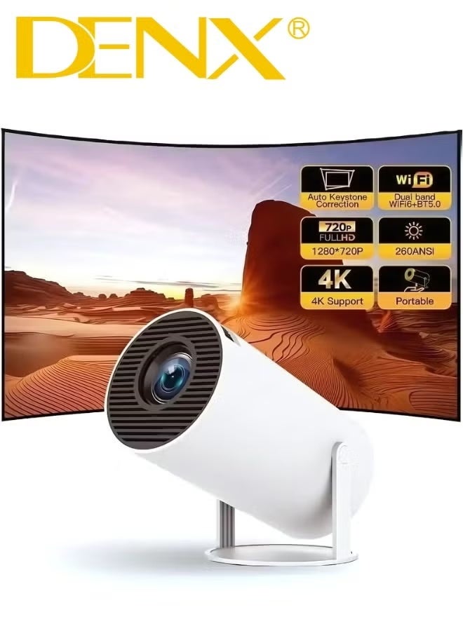 Denx DENX DX2591 Portable Smart Mini Projector, FHD 1080P, Built-in Wi-Fi, Android 11, 380° Rotation, Auto Horizontal Correction, 50,000 Hours LED Lifespan, 8GB Memory - Image 4