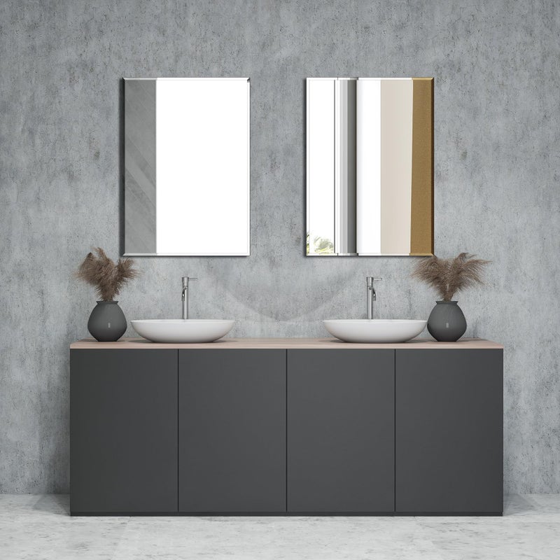 Ruomeng Frameless Bathroom Mirror for Wall, Rectangle Beveled Edge Mirror for Over Sink, Tempered Glass, Shatterproof, Hangs Horizontally or Vertically for Living Room, Entryway, Restroom, 24" x 16" - Image 2