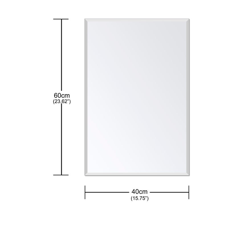 Ruomeng Frameless Bathroom Mirror for Wall, Rectangle Beveled Edge Mirror for Over Sink, Tempered Glass, Shatterproof, Hangs Horizontally or Vertically for Living Room, Entryway, Restroom, 24" x 16" - Image 3