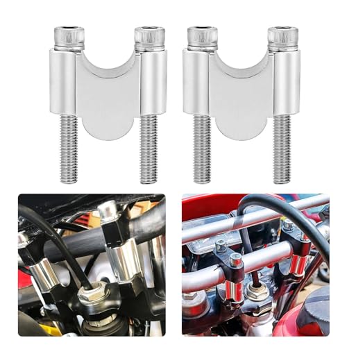 igersaw Silver 7/8" Handlebar Risers 30mm Height Mount Clamp Kit Compatible with Motorcycle ATV Kawasaki Honda Suzuki Yamaha Dirt Bike - Image 1