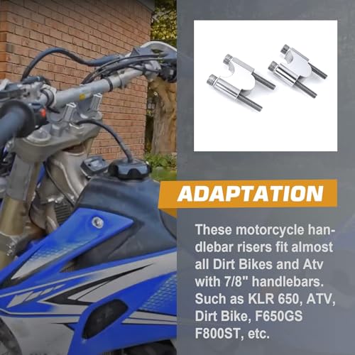 igersaw Silver 7/8" Handlebar Risers 30mm Height Mount Clamp Kit Compatible with Motorcycle ATV Kawasaki Honda Suzuki Yamaha Dirt Bike - Image 3