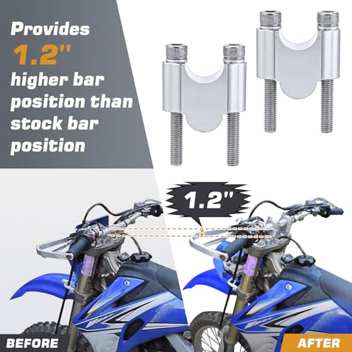 igersaw Silver 7/8" Handlebar Risers 30mm Height Mount Clamp Kit Compatible with Motorcycle ATV Kawasaki Honda Suzuki Yamaha Dirt Bike - Image 4
