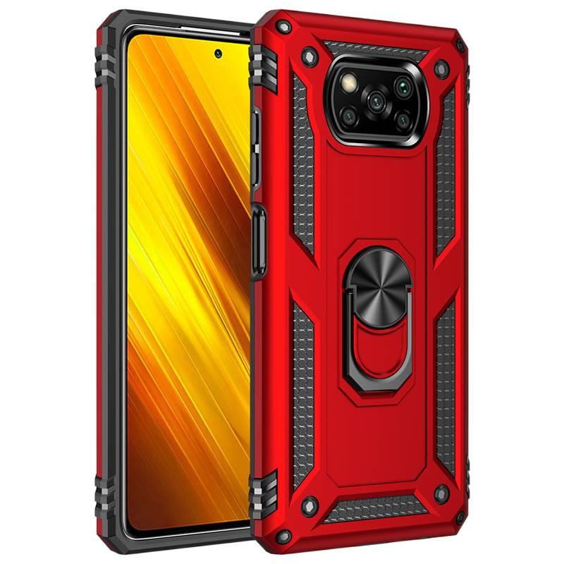 MS غطاء واقي بTPU+PC لـ redminote13pro/pocom6pro مع مغناطيس قوي وحامل قائم مع مقاوم للصدمات مع حماية من السقوط باللون أحمر مغناطيسي بوظيفة حامل من مادة TPU باللون الأحمر - Image 1