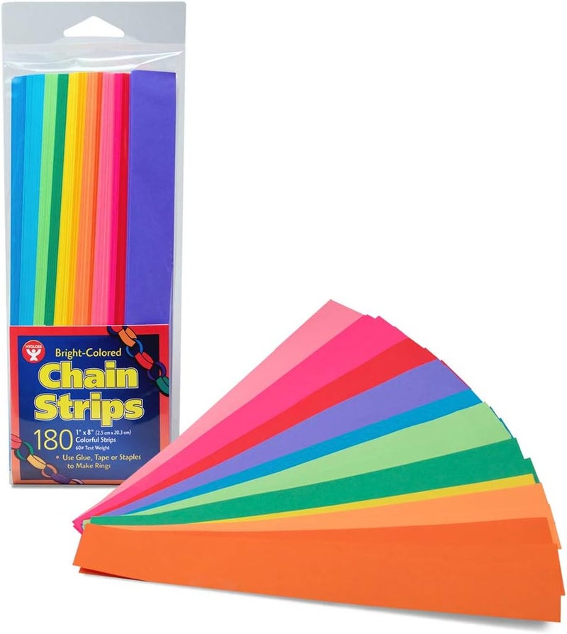 Hygloss شرائط سلسلة الورق مايتي برايت 1"X8" 180/عبوة - ألوان متنوعة - Image 3