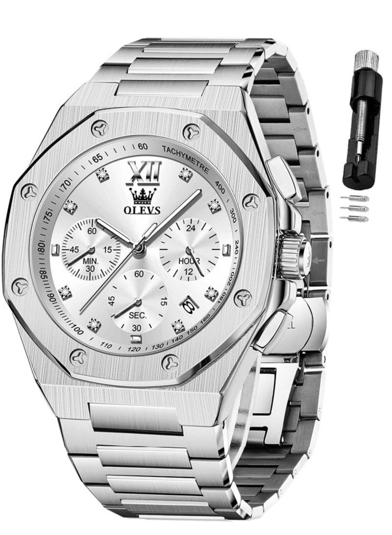 OLEVS Stainless Steel Business Analog Watch Waterproof Luminous Casual Luxury Men's Watch 3626 - Image 1