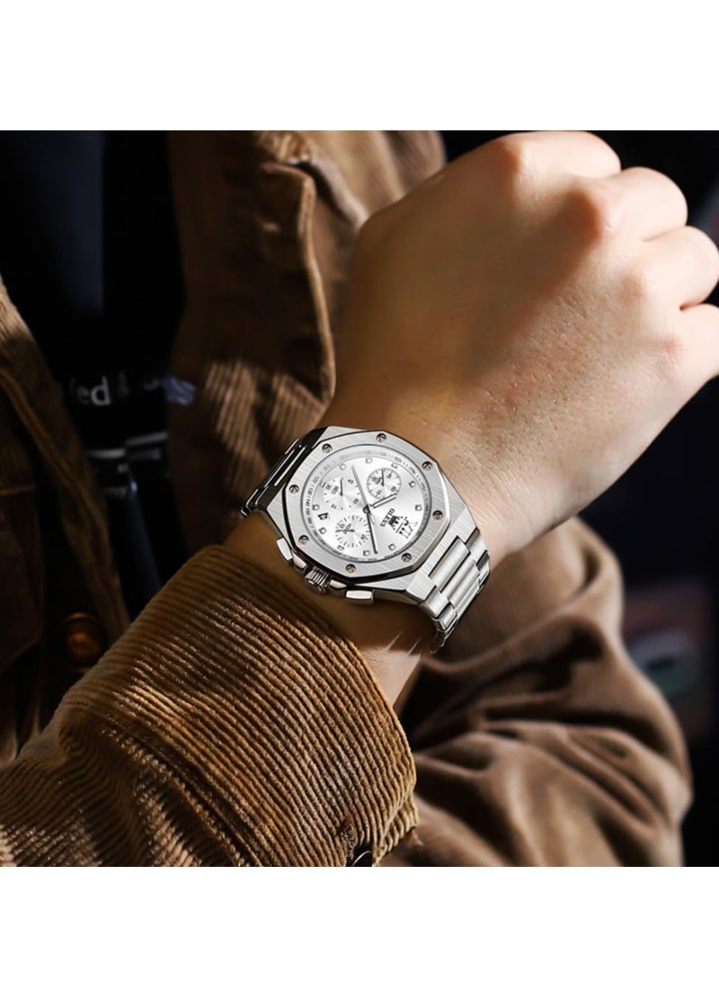 OLEVS Stainless Steel Business Analog Watch Waterproof Luminous Casual Luxury Men's Watch 3626 - Image 3