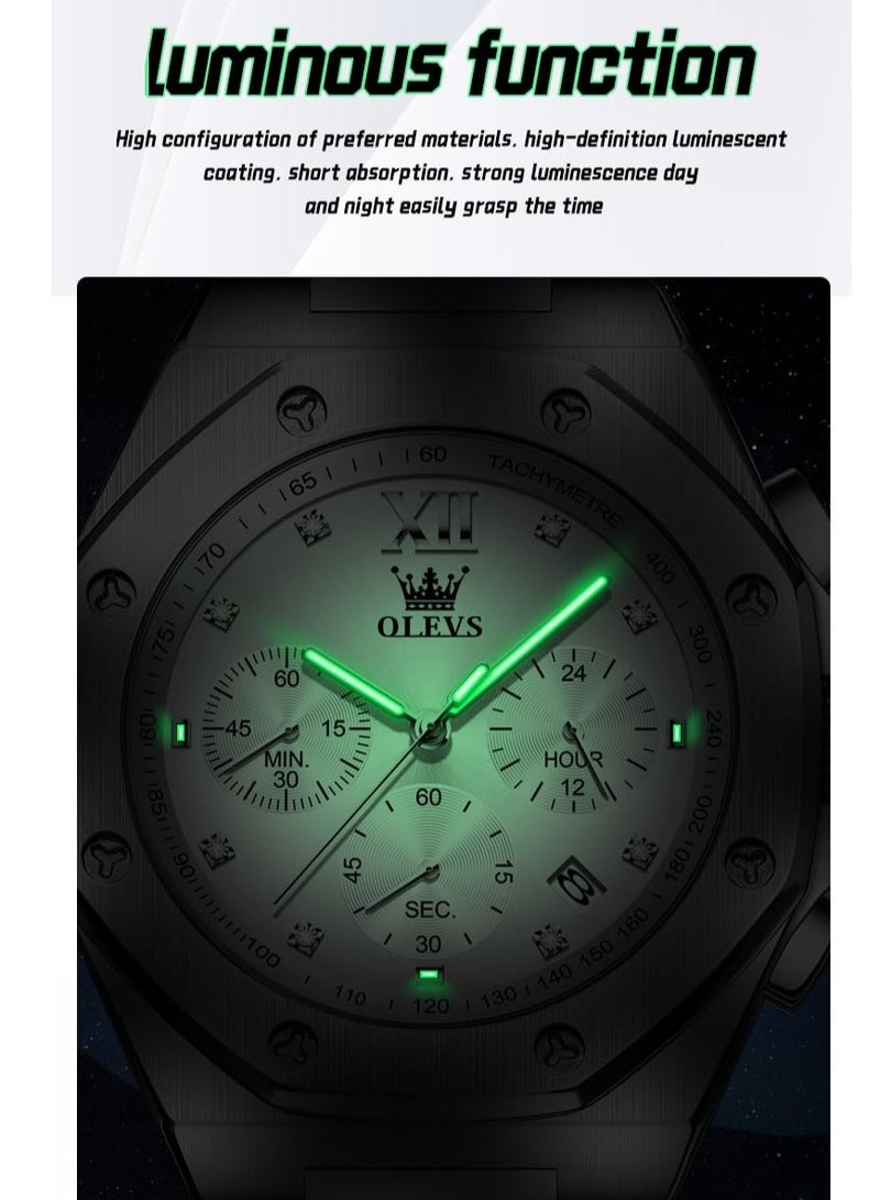 OLEVS Stainless Steel Business Analog Watch Waterproof Luminous Casual Luxury Men's Watch 3626 - Image 4