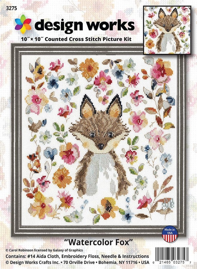 DesignWorks Ink Design Works Crafts Watercolor Fox Counted Cross Stitch Kit - Image 2