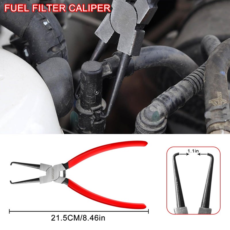 WISEUP 8-Piece Fuel Line Disconnect Tool Set â€“ Fuel Line/Hose Clamp/Removal Pliers, Electrical Disconnect/Push Pin Tools, Relay Puller, Panel Clip Remover & Filter Caliper - Image 5