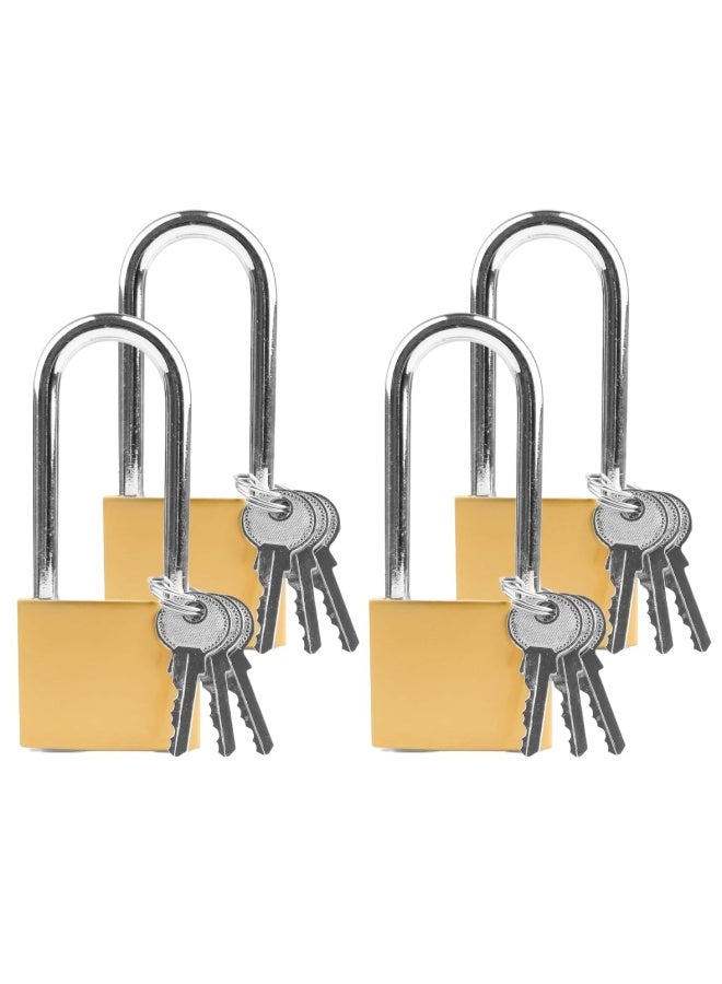 ROBUSTLINE Brass Plated Long Shackle Padlock Padlocks For Luggage Lockers Solid Brass Keyed Alike Padlocks 4Pcs 50Mm - Image 1