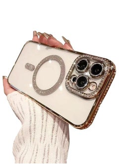 iPhone 15 Pro Max MagSafe Case Cover Support Wireless Charger Bling Diamond Back Cover For Women Girls Clear Soft TPU With Camera Len Protector Anti-scratch Shockproof Magnetic Phone Accessory