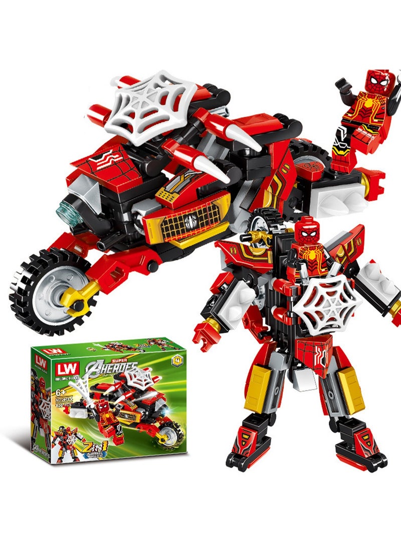 null - Superhero Avengers Transformers Iron Man American Hero Motorcycle Assembling Building Blocks Toys - 4 Packs - Image 1