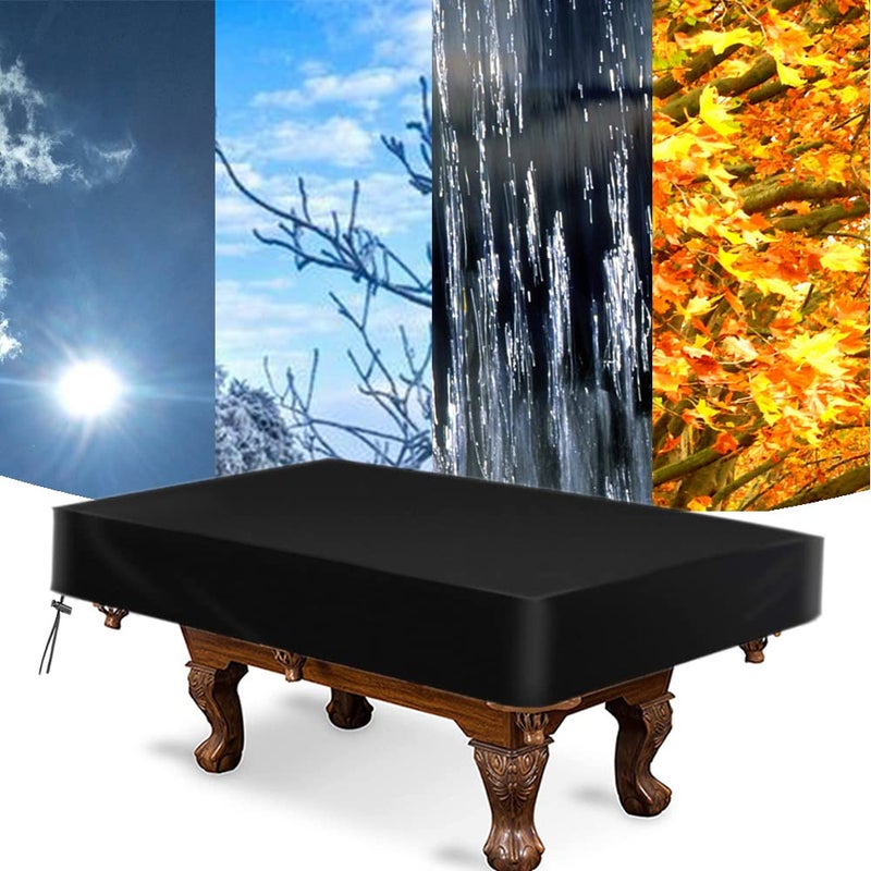 amberr Billiard Pool Table Cover,Waterproof Fade Resistant Windproof Scratch Resistant Covers Cover for Pool Table Snooker Billiard Table (Black, 8FT: 100x56x8in) - Image 3