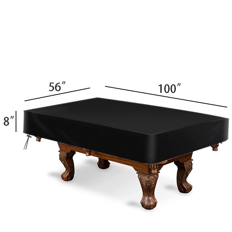 amberr Billiard Pool Table Cover,Waterproof Fade Resistant Windproof Scratch Resistant Covers Cover for Pool Table Snooker Billiard Table (Black, 8FT: 100x56x8in) - Image 2