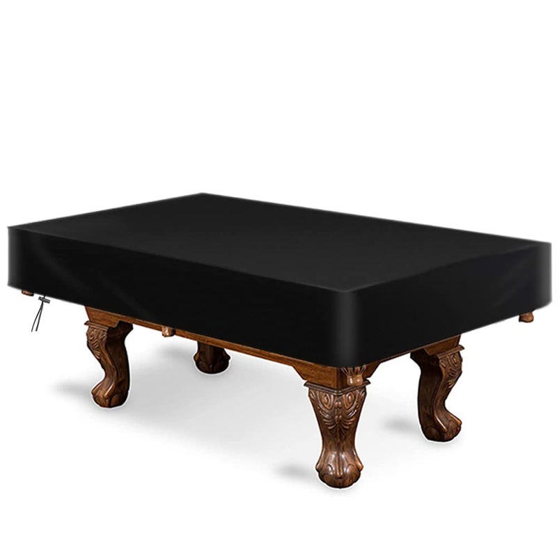 amberr Billiard Pool Table Cover,Waterproof Fade Resistant Windproof Scratch Resistant Covers Cover for Pool Table Snooker Billiard Table (Black, 8FT: 100x56x8in) - Image 1