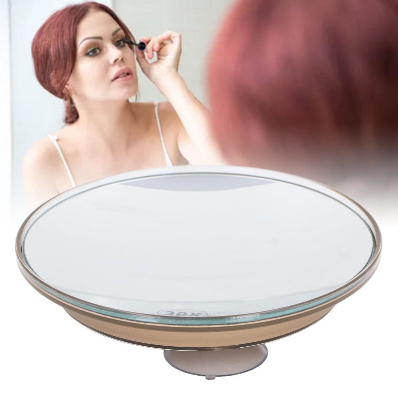30X Magnifying Mirror Signal Sided 6 Inch Magnified Mirror with 3 Mounting Suction Cups Signal Sided Round Mirror for Travel Gold - Image 5