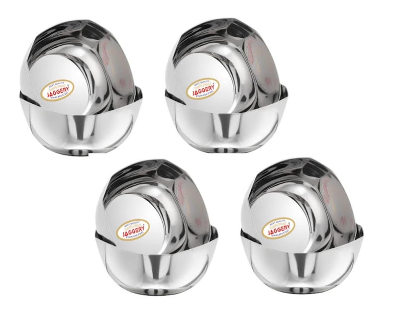 JAGGERY Brand Stainless Steel Heavy Double Square BowlHexagon VatiWatiMirror Finished Katori Set of 8capacity260ml Length and Width 10cm height5cm - Image 1