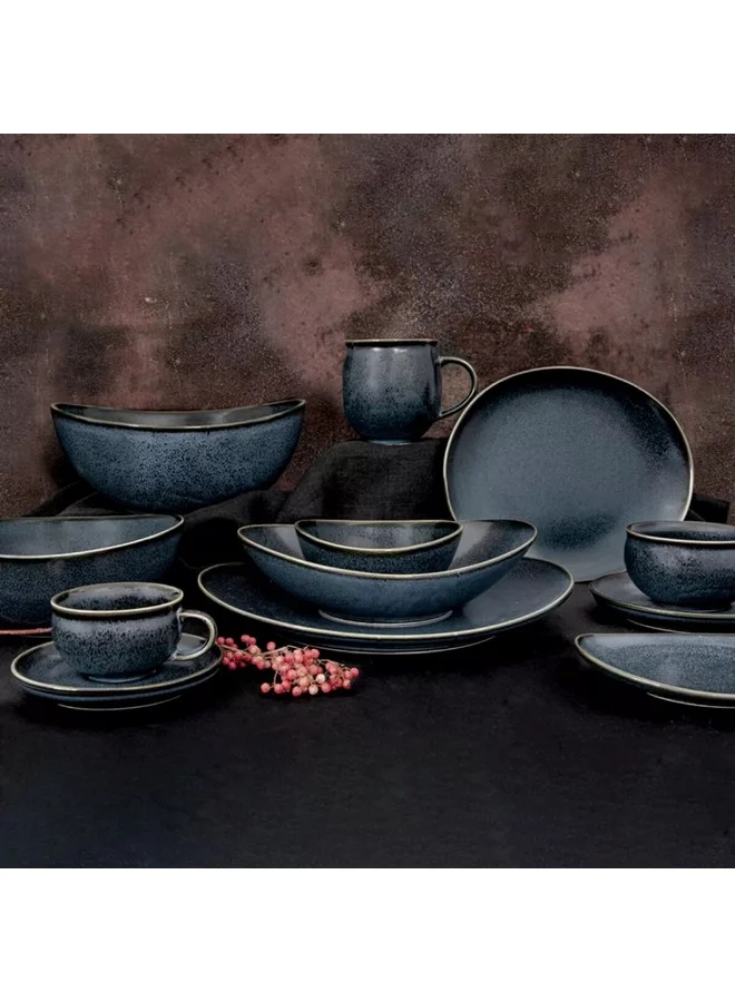 Easy Life Magma Series Porcelain Deep Soup Plate Dark Blue and Black 22.5cm R3001#MAGM