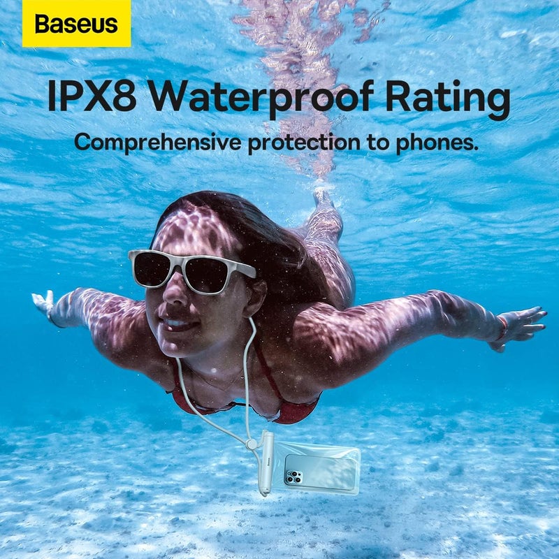 بيسوس حقيبة هاتف مقاومة للماء من ، حقيبة جافة للحماية بتصنيف IPX8 مع حزام للرقبة والمعصم، متوافقة مع iPhone 15 14 13 12 Pro Max وSamsung Galaxy S24 Ultra والهواتف الذكية حتى 7.2 بوصة - Image 3