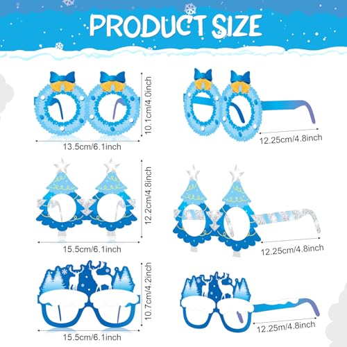 Harrycle 60 Pcs Winter Party Favors Snowflake Paper Eyeglasses Winter Wonderland Party Decorations Photo Booth Props for Christmas Holiday Baby Shower Birthday Supplies - Image 5