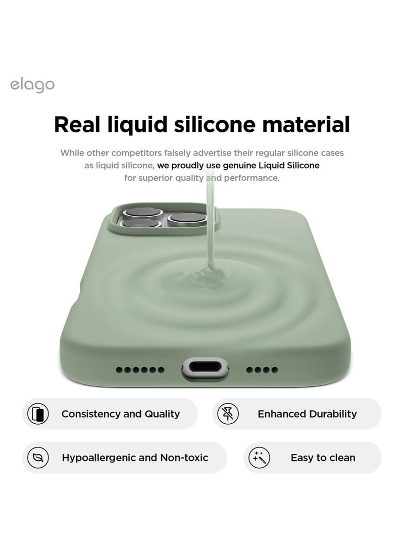 Elago Liquid Silicone for iPhone 16 Pro MAX Case Cover Full Body Protection, Shockproof, Slim, Anti-Scratch Soft Microfiber Lining - Khaki Green - Image 3