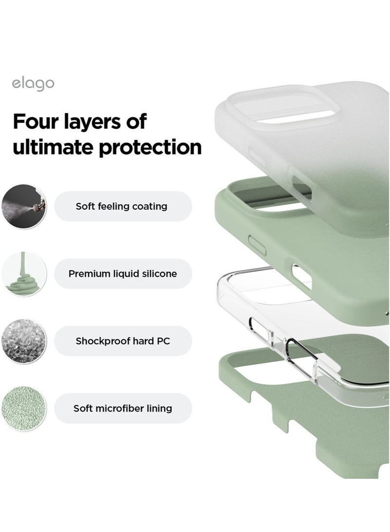 Elago Liquid Silicone for iPhone 16 Pro MAX Case Cover Full Body Protection, Shockproof, Slim, Anti-Scratch Soft Microfiber Lining - Khaki Green - Image 4