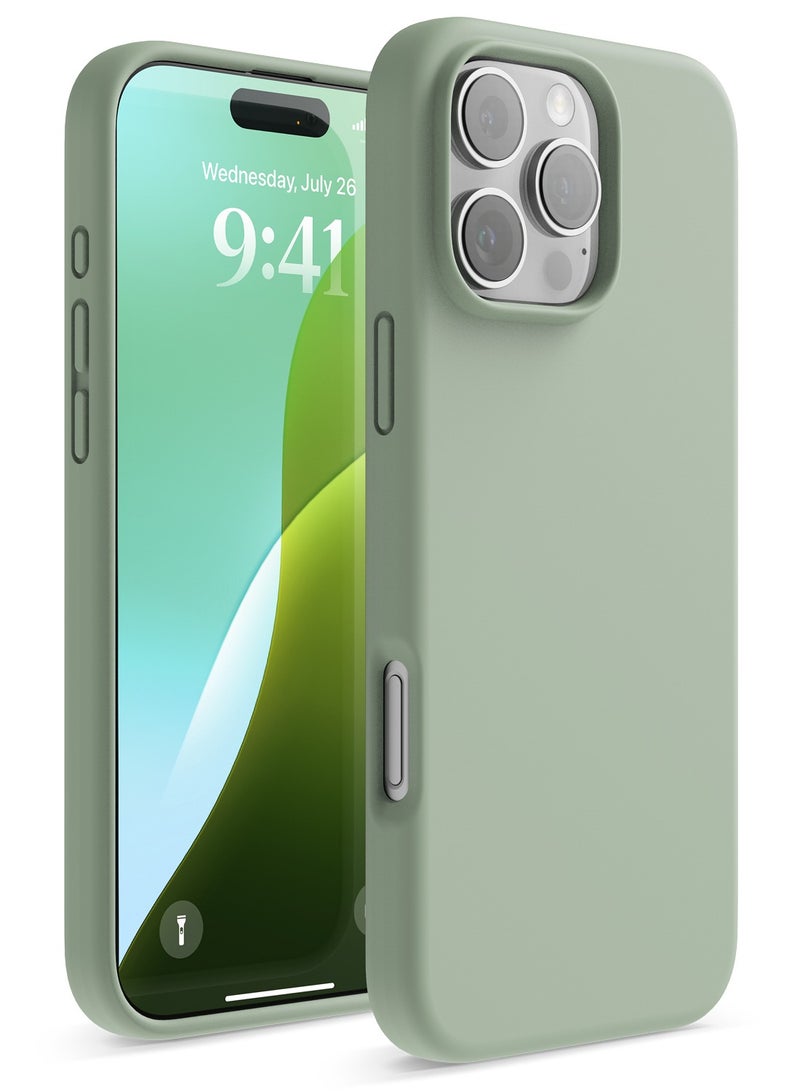 Elago Liquid Silicone for iPhone 16 Pro MAX Case Cover Full Body Protection, Shockproof, Slim, Anti-Scratch Soft Microfiber Lining - Khaki Green - Image 1