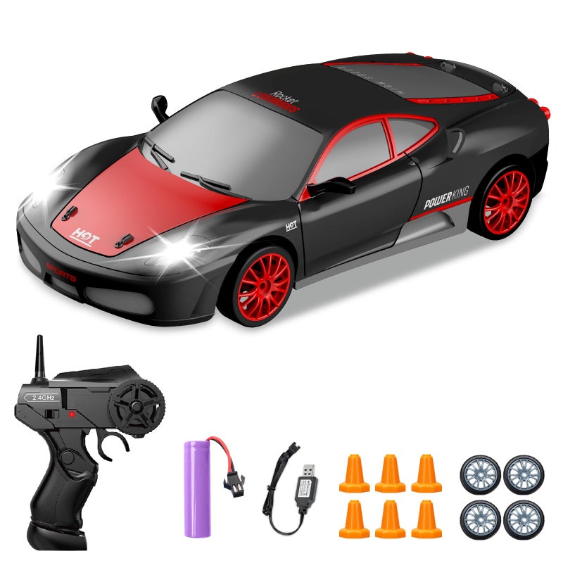 YUAN PLAN RC Drift Cars 24Ghz 124 Remote Control Car 4WD High Speed Drifting RC Car with LED Light and Drift Tires Racing Toy Cars for Kids Boys Girls AdultsBlack - Image 3