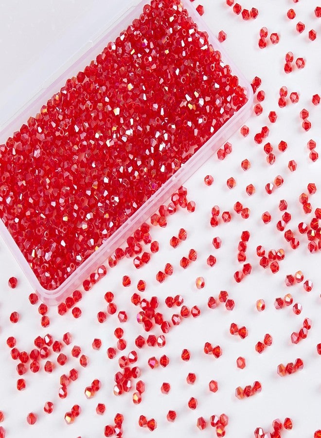 1100 قطعة من خرز الكريستال الأحمر ثنائي المخروط مقاس 4 مم من لاوبوت بيدز لصنع المجوهرات - خرز زجاجي مصقول لصنع الأساور والقلائد والأقراط والزينة الزجاجية والحرف اليدوية وتزيين الشعر. - Image 1