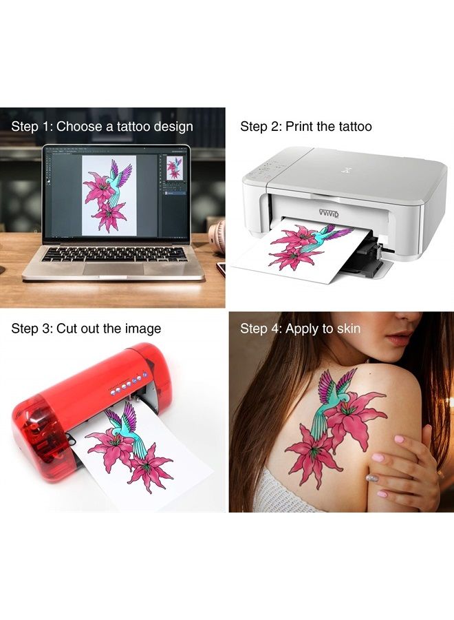 VViViD ورق تاتو مؤقت قابل للطباعة بحجم A4 - عبوة من ورقتين - Image 2