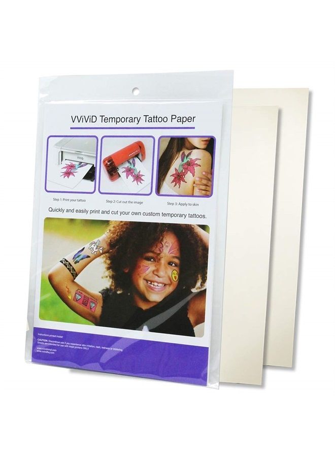 VViViD ورق تاتو مؤقت قابل للطباعة بحجم A4 - عبوة من ورقتين - Image 1