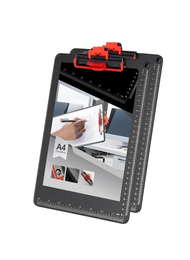 GLOSEN Clipboards With Pen Holder 12.5 * 9 Inch Standard Letter A4 Size Aluminum Wrapped Edge Protection Clipboard With Ruler For School Classrooms Offices Doctor Coaches [Upgraded Clip Board] Set Of 2 - Image 1