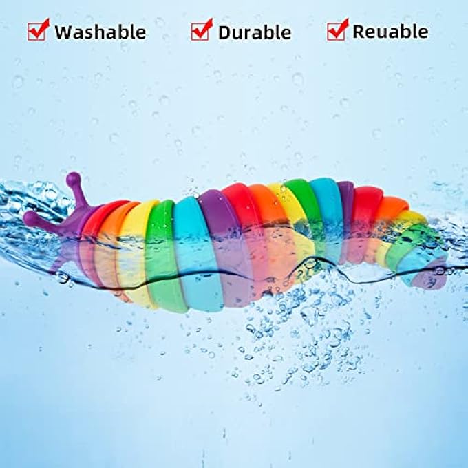 MEIEST Fidget Slug Toys,3D Articulated Stretch Caterpillar Sensory Stress Relief Flexible Hand Toy, Ideal Party Favor Colorful Anti-Anxiety Office Desk Pet Toys for Kids and Adults (Rainbow) - Image 3