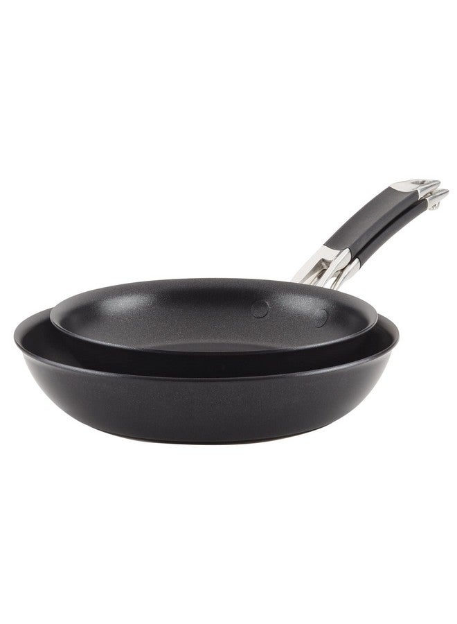 Anolon Smart Stack Hard Anodized Nonstick Frying Pan Set/ Skillet Set - 10 Inch and 12 Inch, Black - Image 1
