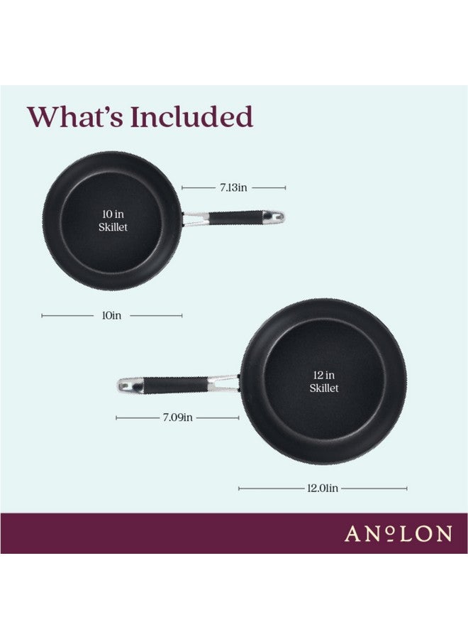 Anolon Smart Stack Hard Anodized Nonstick Frying Pan Set/ Skillet Set - 10 Inch and 12 Inch, Black - Image 3
