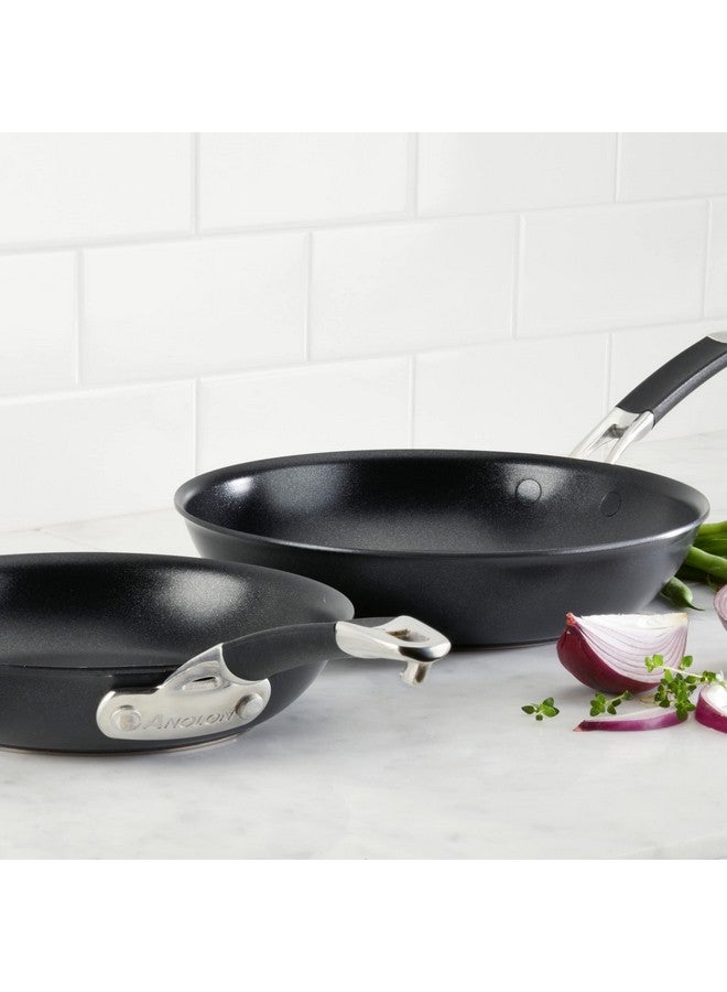 Anolon Smart Stack Hard Anodized Nonstick Frying Pan Set/ Skillet Set - 10 Inch and 12 Inch, Black - Image 2