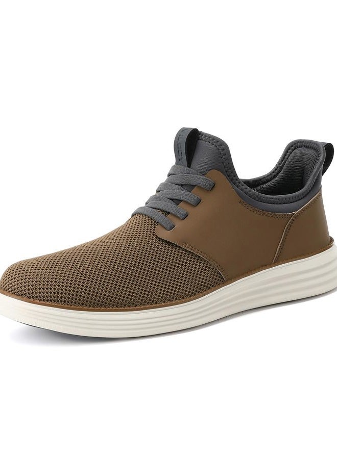 VILOCY Mens Slip On Casual Dress Shoes Hands Free Laceless Fashion Sneakers Comfortable Mesh Tennis Walking Shoes, Brown, 13 Wide - Image 2